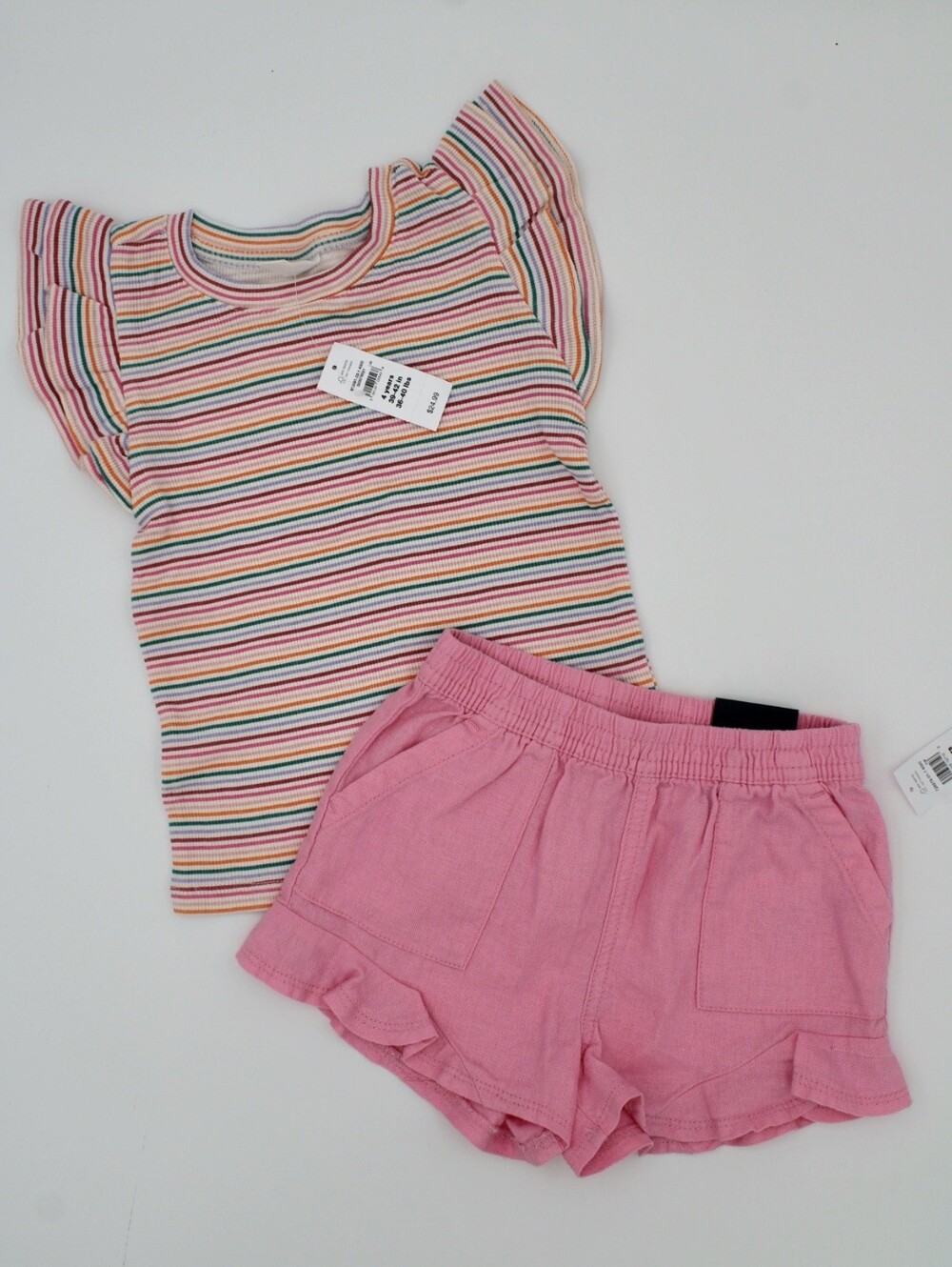 NWT babyGap 2-Pc Pink Ruffle Top & Shorts Set 4Y